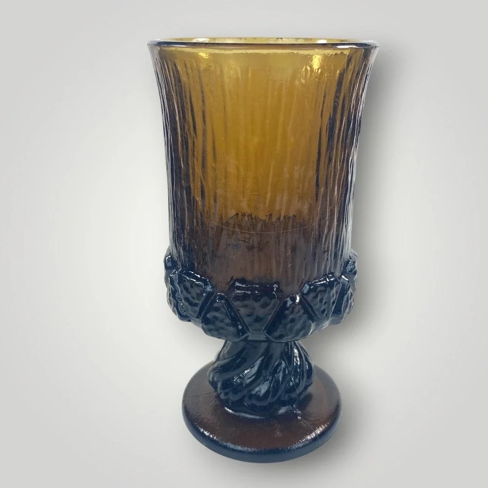 Fostoria Sorrento Brown Glass Water Goblets Set of 6 Vintage 1970s